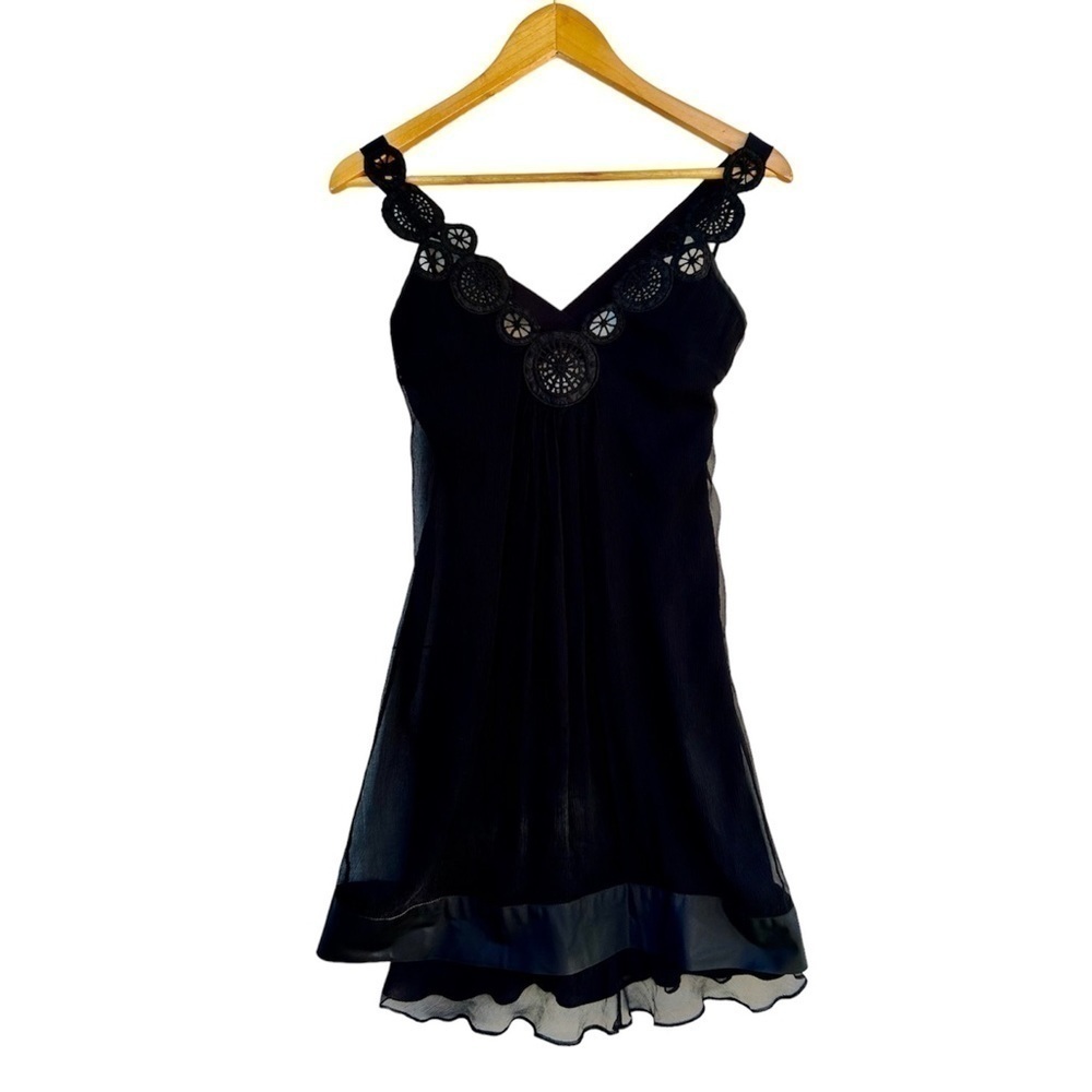 CATHERINE Malandrino SILK chiffon MID-LENGTH DRESS embroidered size 0